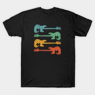 Bass Guitar Puzzle Cool Retro Colors T-Shirt